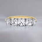 Two Tone Five Stone Cushion Cut White Sapphire Wedding Band For Women Belovegrace