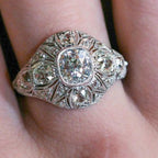 Vintage White Sapphire Cushion Cut Engagement Ring For Women Belovegrace