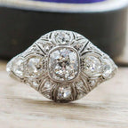 Vintage White Sapphire Cushion Cut Engagement Ring For Women Belovegrace