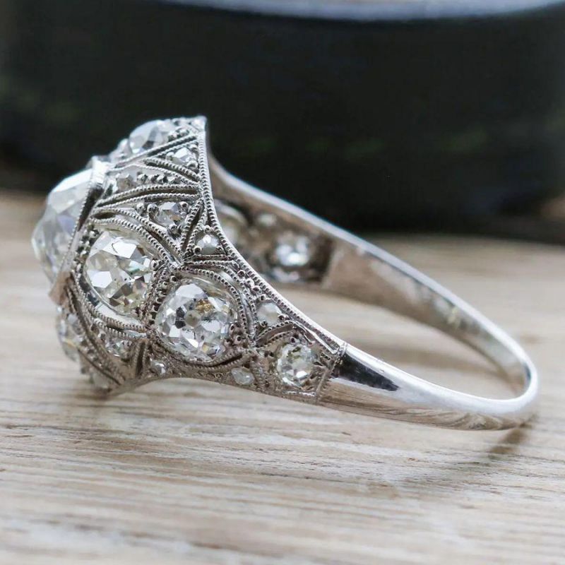 Vintage White Sapphire Cushion Cut Engagement Ring For Women Belovegrace