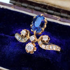 Antique Oval Cut Blue Sapphire Tiara Ring Engagement Ring For Women Belovegrace