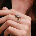 Antique Oval Cut Blue Sapphire Tiara Ring Engagement Ring For Women Belovegrace