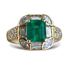 Vintage Golden Halo Asscher Cut Emerald Engagement Ring For Women Belovegrace