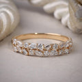 Golden Two Row Multi-Cut White Sapphire Wedding Band For Women Belovegrace