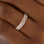 Golden Two Row Multi-Cut White Sapphire Wedding Band For Women Belovegrace