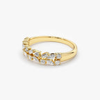 Golden Two Row Multi-Cut White Sapphire Wedding Band For Women Belovegrace