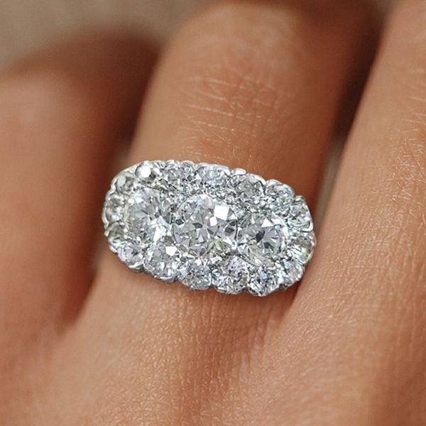 Vintage Halo Round Cut White Sapphire Engagement Ring For Women Belovegrace