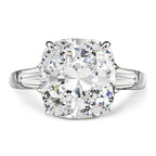 Three Stone Cushion Cut White Sapphire Engagement Ring For Women Belovegrace