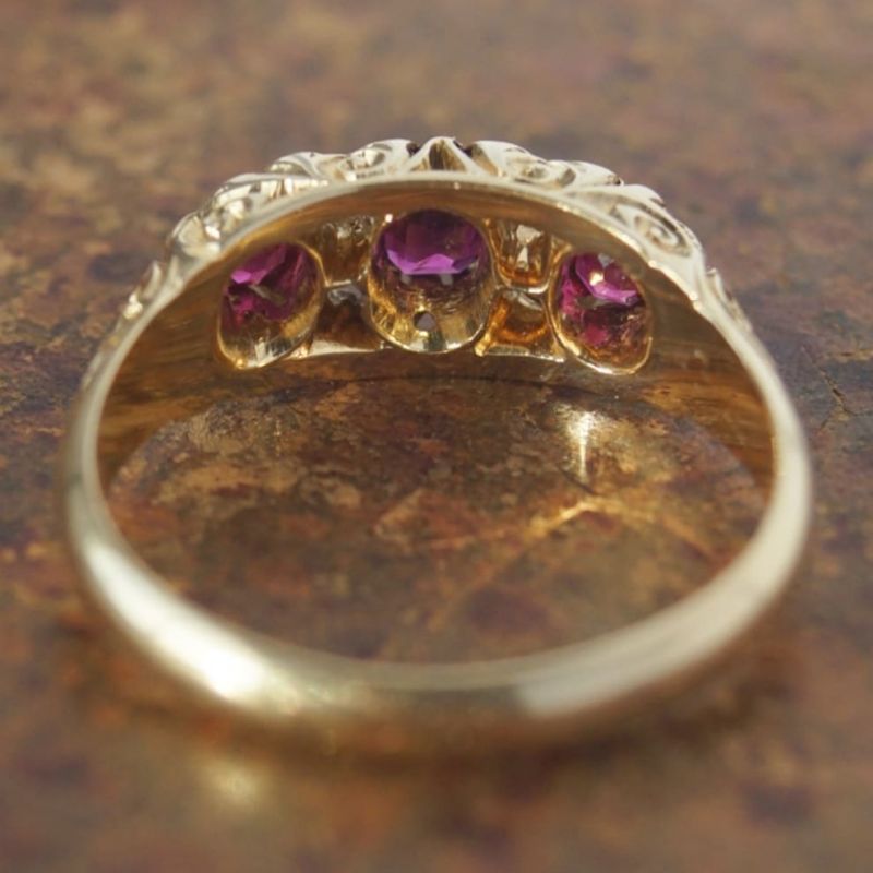 Vintage Ruby Sapphire Cushion & Round Cut Engagement ring For Women Belovegrace