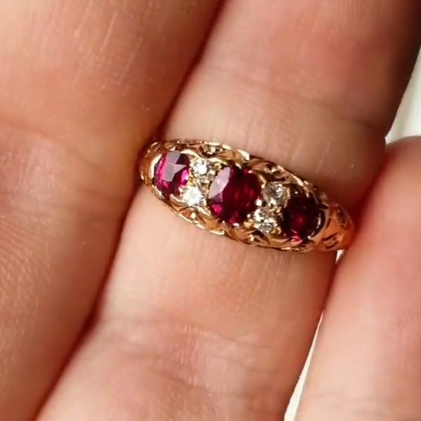 Vintage Ruby Sapphire Cushion & Round Cut Engagement ring For Women Belovegrace
