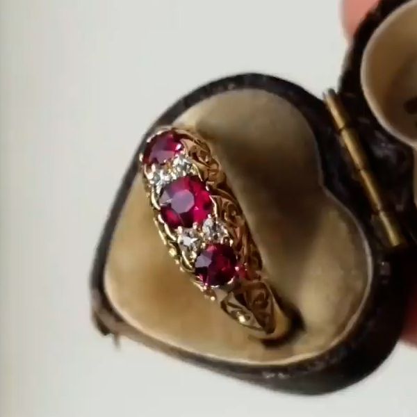 Vintage Ruby Sapphire Cushion & Round Cut Engagement ring For Women Belovegrace