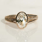 Golden Split Shank White Sapphire Oval Cut Engagement Ring For Women Belovegrace