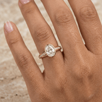 Vintage Bezel Pavé Band Oval Cut Yellow Gold White Sapphire Engagement Ring