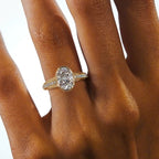Golden Split Shank White Sapphire Oval Cut Engagement Ring For Women Belovegrace