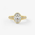 Golden Split Shank White Sapphire Oval Cut Engagement Ring For Women Belovegrace