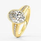 Golden Split Shank White Sapphire Oval Cut Engagement Ring For Women Belovegrace