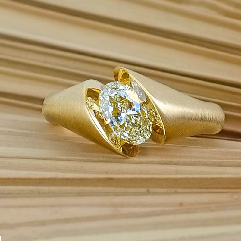 Golden Oval Cut Yellow Topaz Ring Engagement Ring For Women Belovegrace
