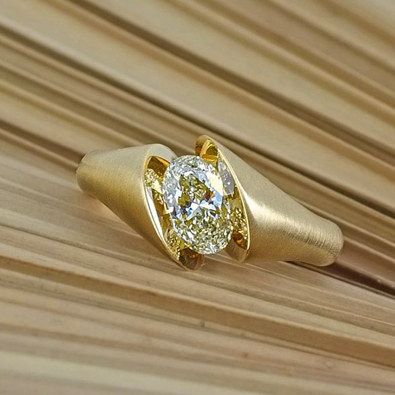 Golden Oval Cut Yellow Topaz Ring Engagement Ring For Women Belovegrace