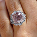 Art Deco Halo Cushion Cut Pink Sapphire Engagement Ring For Women Belovegrace