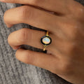 Vintage Golden Oval Cut White Opal Engagement Ring For Women Belovegrace