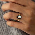 Vintage Golden Oval Cut White Opal Engagement Ring For Women Belovegrace