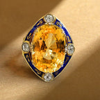 Vintage Cushion Cut Yellow Sapphire Cocktail Engagement Ring For Women Belovegrace