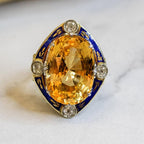 Vintage Cushion Cut Yellow Sapphire Cocktail Engagement Ring For Women Belovegrace