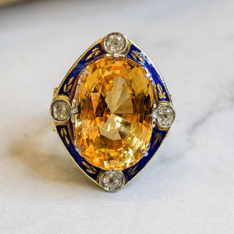 Vintage Cushion Cut Yellow Sapphire Cocktail Engagement Ring For Women Belovegrace