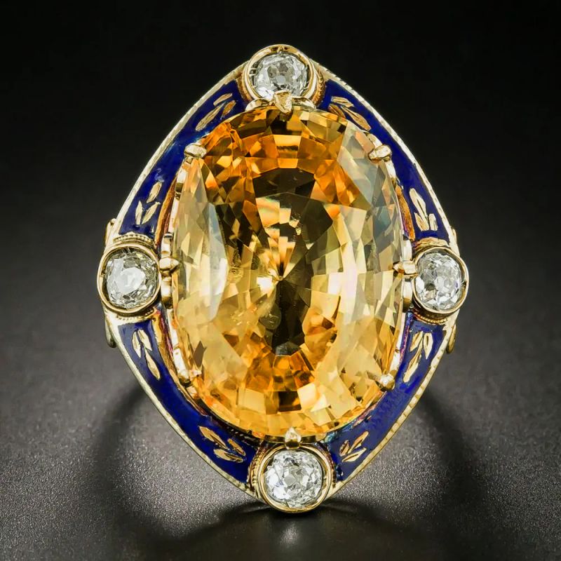 Vintage Cushion Cut Yellow Sapphire Cocktail Engagement Ring For Women Belovegrace
