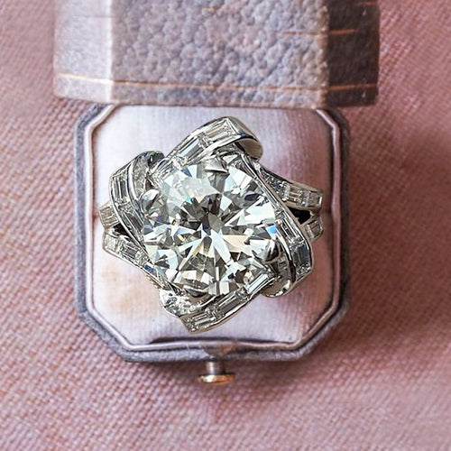 Unique Split Shank Round Cut White Sapphire Engagement Ring For Women Belovegrace