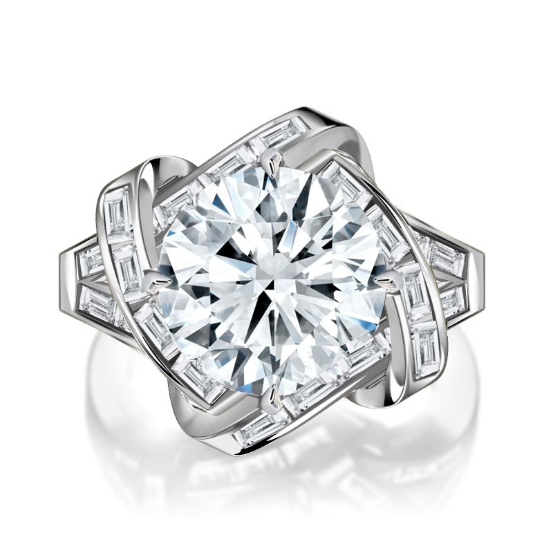 Unique Split Shank Round Cut White Sapphire Engagement Ring For Women Belovegrace