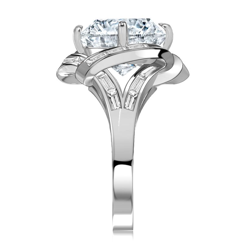 Unique Split Shank Round Cut White Sapphire Engagement Ring For Women Belovegrace