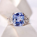 Double Prong Cushion Cut Blue Sapphire Engagement Ring For Women Belovegrace