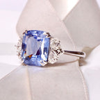 Double Prong Cushion Cut Blue Sapphire Engagement Ring For Women Belovegrace
