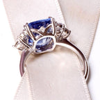 Double Prong Cushion Cut Blue Sapphire Engagement Ring For Women Belovegrace