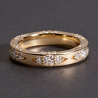 Golden Round Cut White Sapphire Eternity Wedding Band For Women Belovegrace