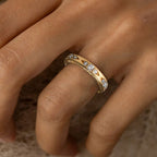 Golden Round Cut White Sapphire Eternity Wedding Band For Women Belovegrace