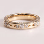 Golden Round Cut White Sapphire Eternity Wedding Band For Women Belovegrace