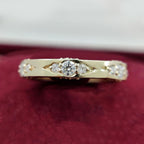 Golden Round Cut White Sapphire Eternity Wedding Band For Women Belovegrace