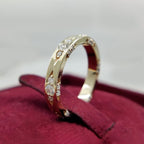 Golden Round Cut White Sapphire Eternity Wedding Band For Women Belovegrace