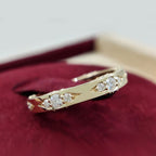 Golden Round Cut White Sapphire Eternity Wedding Band For Women Belovegrace