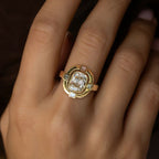 Vintage Golden Cushion Cut White Sapphire Engagement Ring For Women Belovegrace