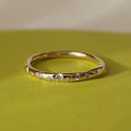 Golden Round Cut White Sapphire Wedding Band For Women Belovegrace