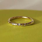 Golden Round Cut White Sapphire Wedding Band For Women Belovegrace