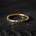 Minimalist Golden Flush Setting Round Cut Stackable Wedding Band Ring