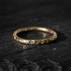 Minimalist Golden Flush Setting Round Cut Stackable Wedding Band Ring