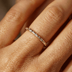 Minimalist Golden Flush Setting Round Cut Stackable Wedding Band Ring