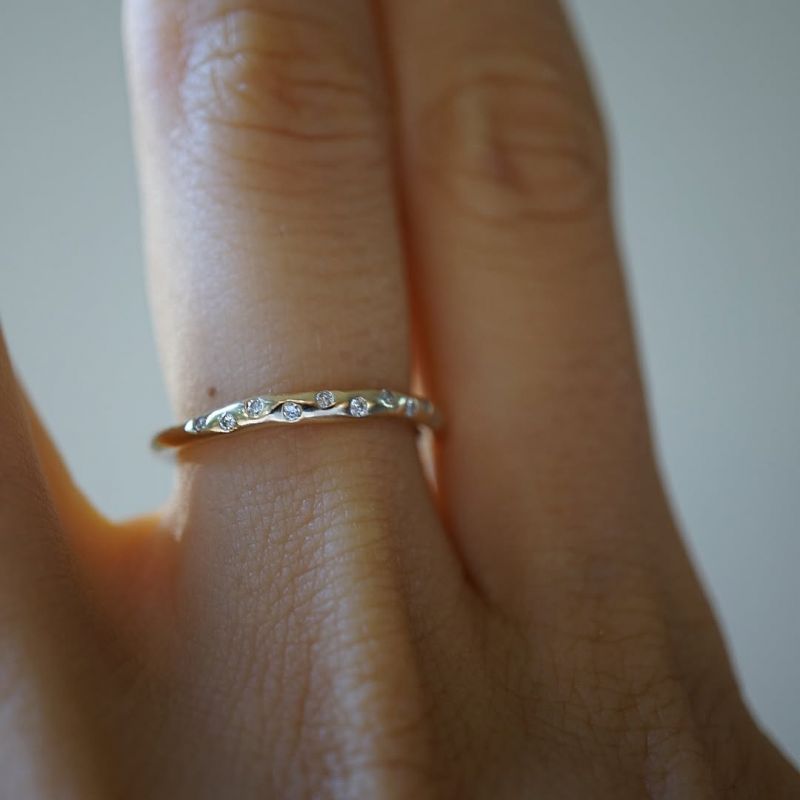 Golden Round Cut White Sapphire Wedding Band For Women Belovegrace