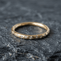 Classic Yellow Gold Round Cut White Sapphire Eternity Wedding Band For Women