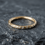 Minimalist Golden Flush Setting Round Cut Stackable Wedding Band Ring